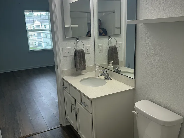 Primary Bathroom with new Light Fixtures