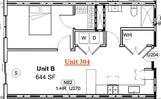 Floor plan One Bedroom- B6