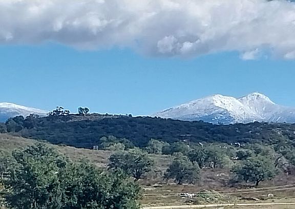 Snow capped peaks to South