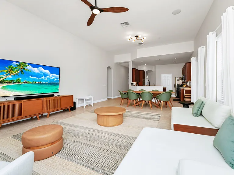 Family room with open kitchen