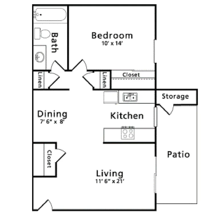 Floor plan 1 Bed 1 Bath