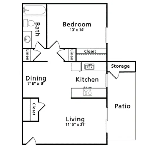 Floor plan 1 Bed 1 Bath