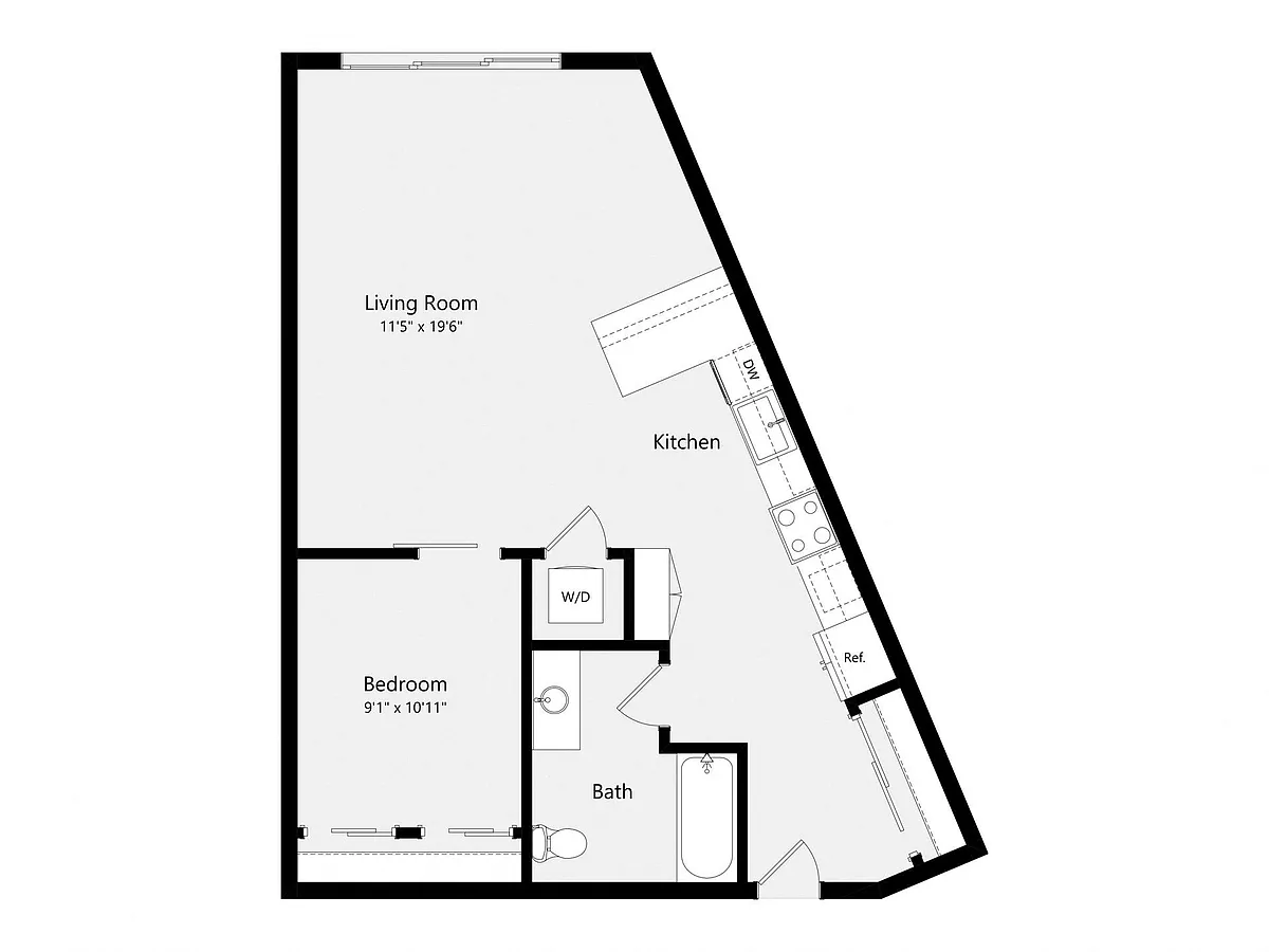 Floor plan Urban One Bedroom A05A