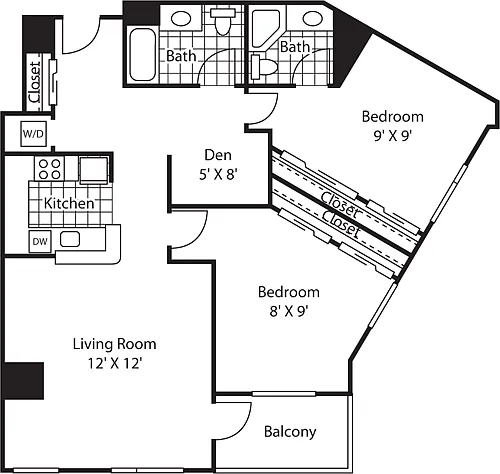 Floor plan Two Bedroom 1187