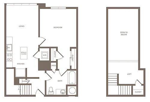 Floor plan 1 Bed/1 Bath Loft-E