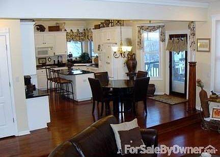 sunken family room adjacent to kitchen