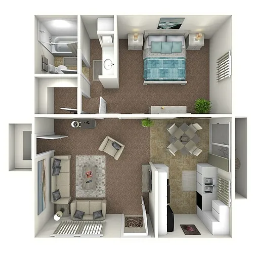 Floor plan 1 Bed 1 Bath Down