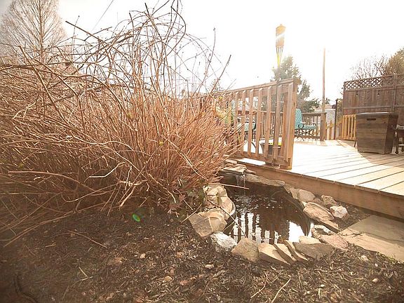 Koi pond and large, new deck