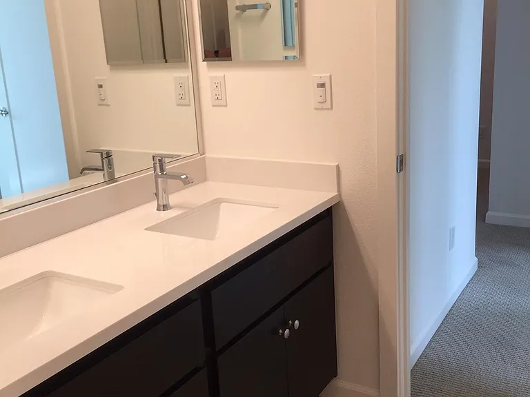 2nd story bathroom with double sinks