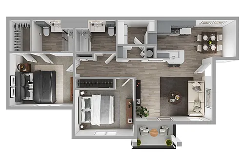Floor plan 2BD 2BTH B R
