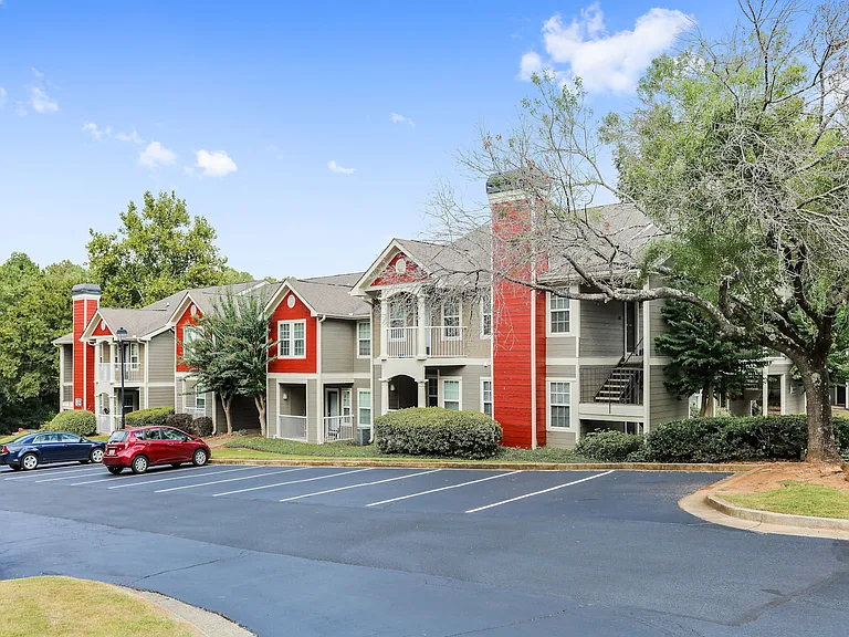 Building exterior with landscaping.
