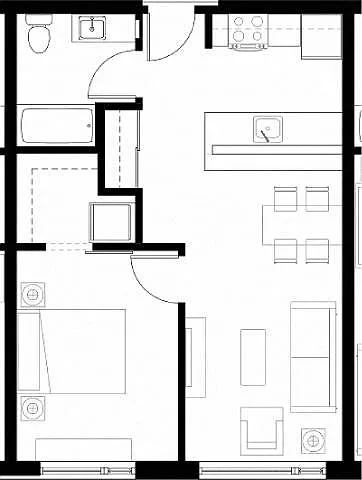 Floor plan 1 Bedroom 1 Bath Plan A