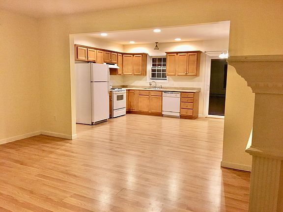 Kitchen view from living room corner
