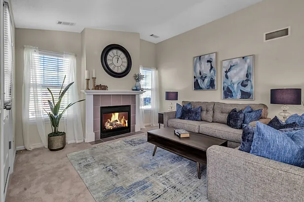 Bright Living Room with High Ceilings