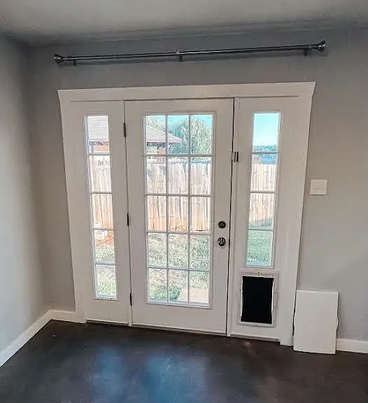 back door with built - in doggy door