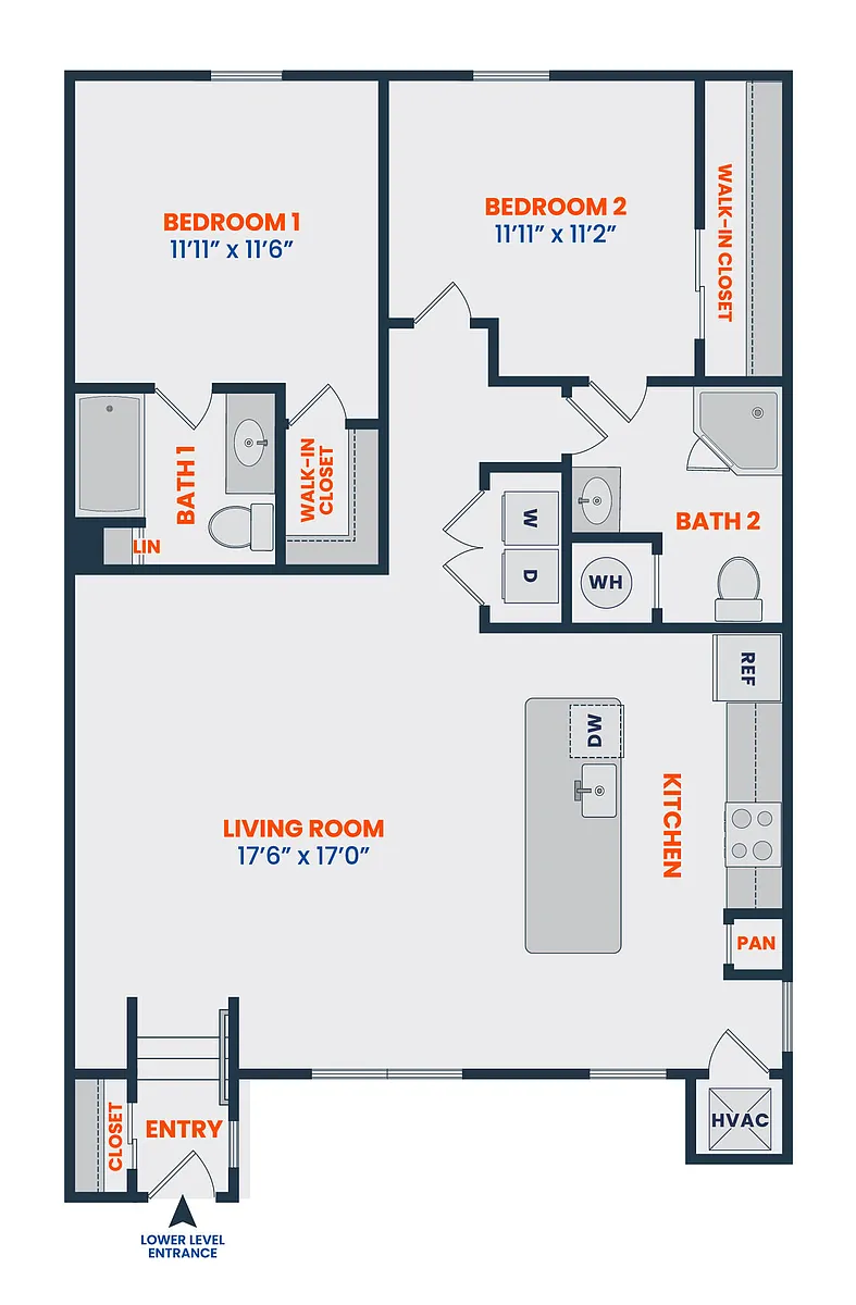 Floor plan 2 Bed | 2 Bath | Premier