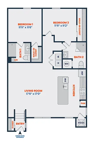 Floor plan 2 Bed | 2 Bath | Premier