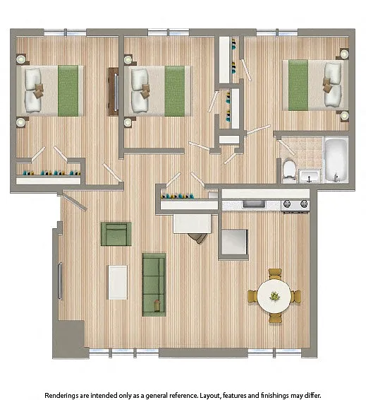 Floor plan Three Bedroom Flat