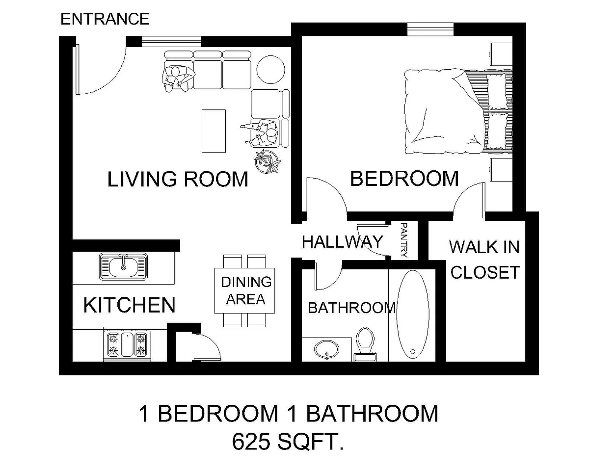 Floor plan 1x1A - Classic