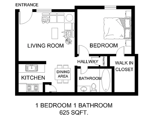 Floor plan 1x1A - Classic