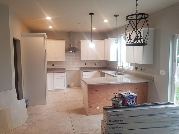 View of kitchen from dining area.