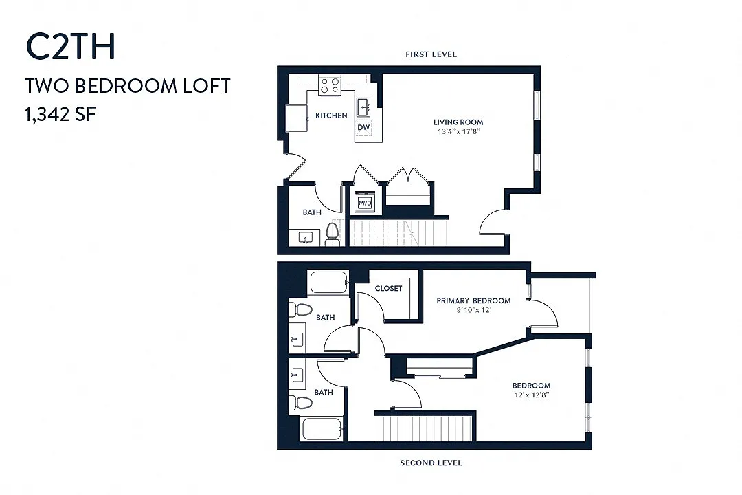 Floor plan Two Bedroom Townhome C2TH