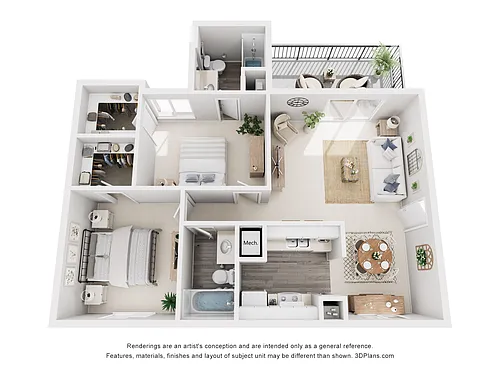 Floor plan 2 Bed 2 Bath