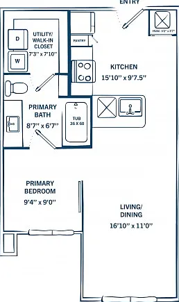 E3 | 1 bed 1 bath | 590 sq ft E3 | 1 bed 1 bath | 590 sq ft