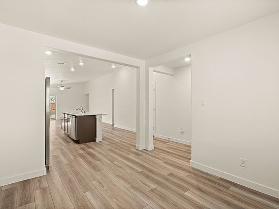 A kitchen island makes meal preparation easy.