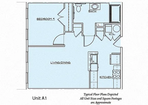 Floor plan 1 Bedroom- 60%
