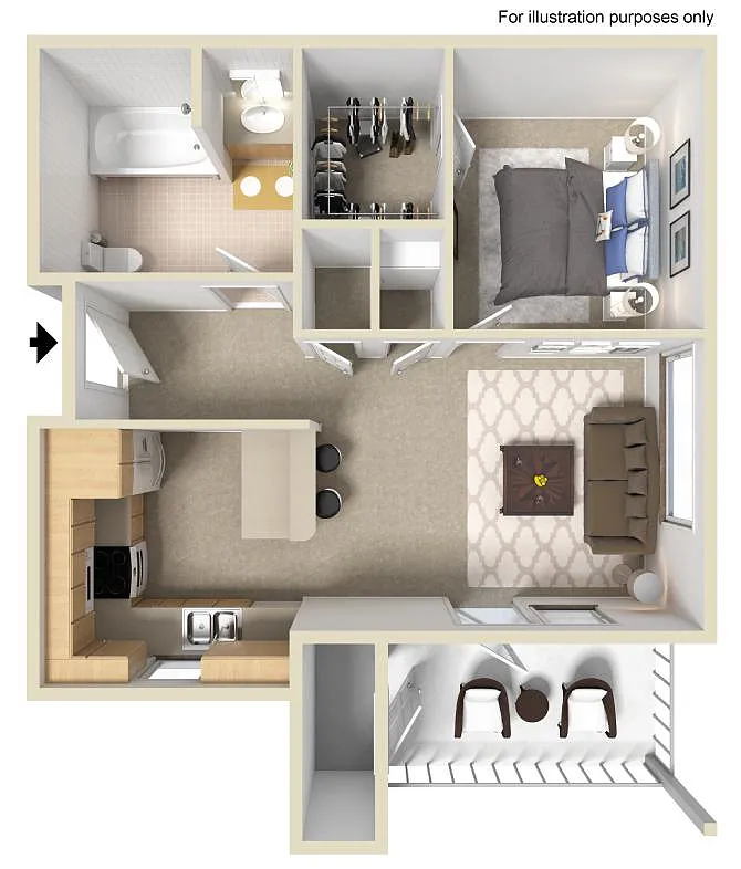 Floor plan S1: 0 Bed 1 Bath