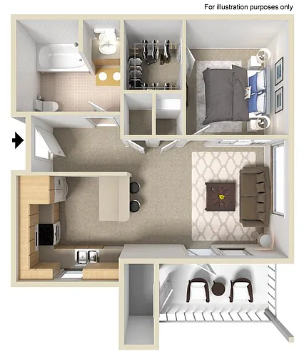 Floor plan S1: 0 Bed 1 Bath