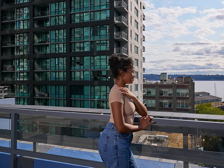Enjoy views of the harbor from the balcony