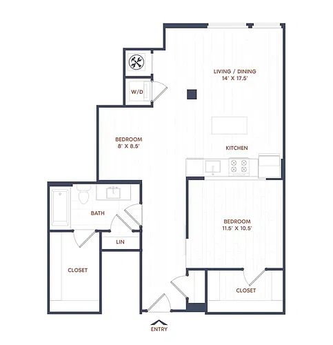 Floor plan 1 Bed/1 Bath-A20