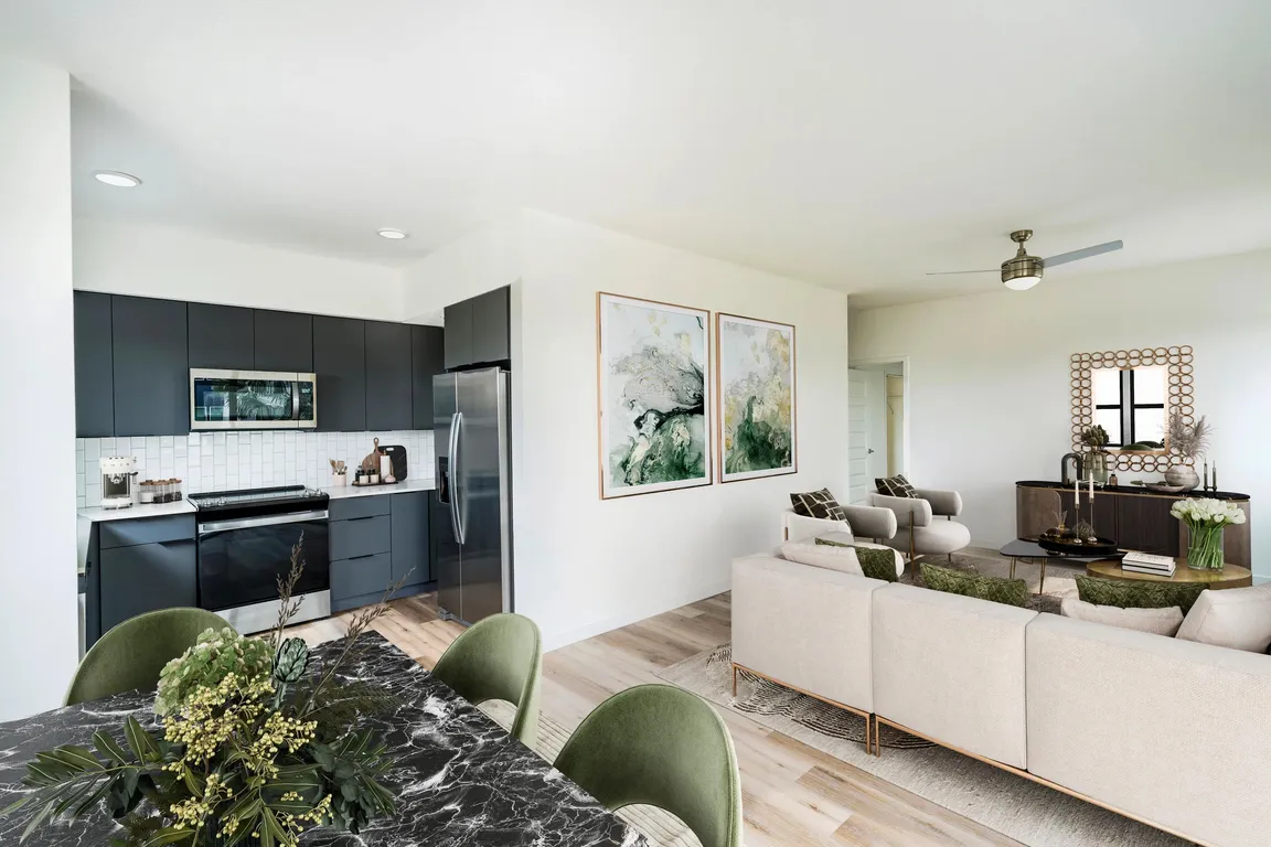 Stylish living and dining spaces designed for comfort and ease, all just moments from Tampa's Encore District at Modera Encore.