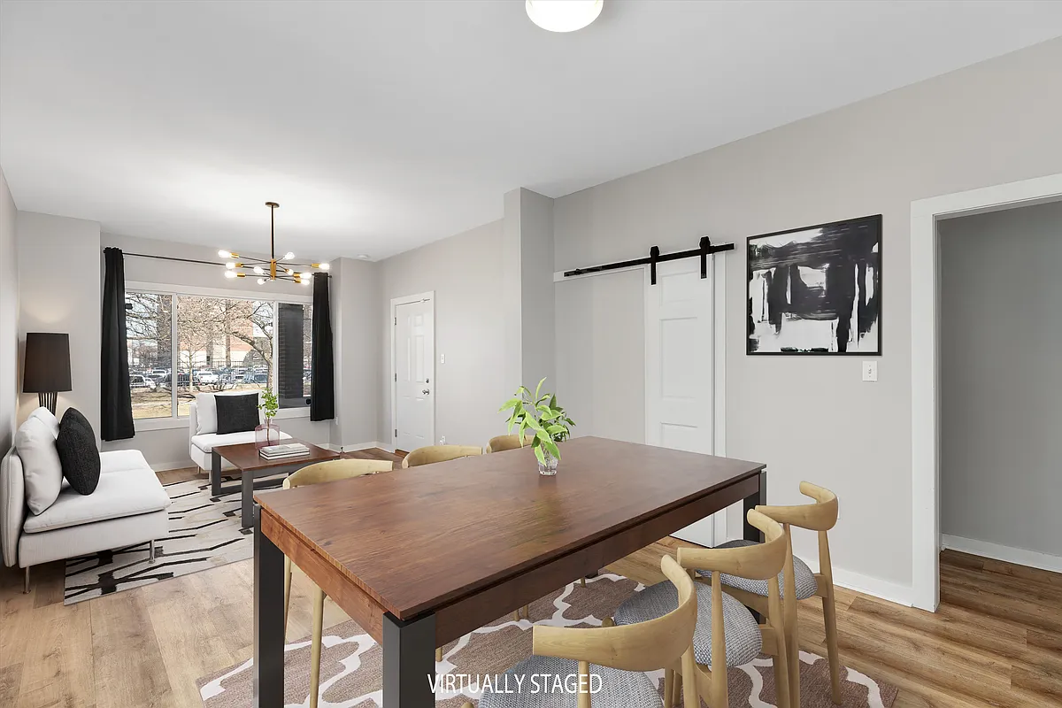 Living Room & Dining Room area - open space, lots of natural light. - 7629 Poe St #2