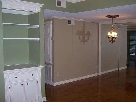 Built in Shelves with recessed lights.