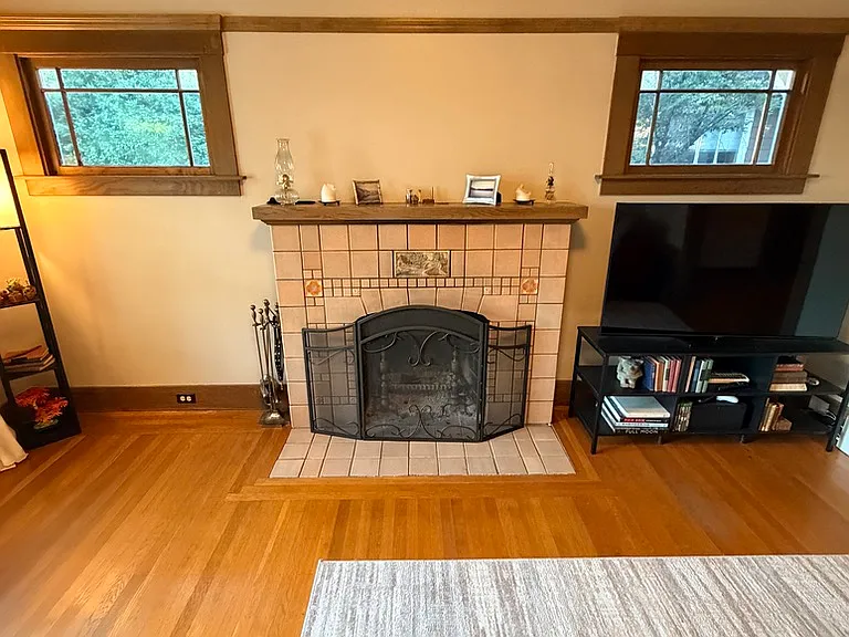Family room with fireplace