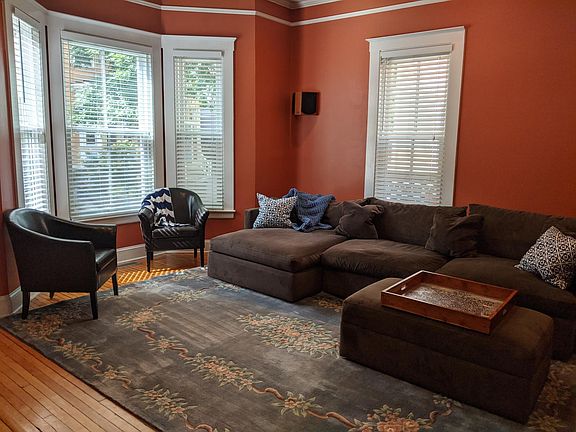 Living room with bay window