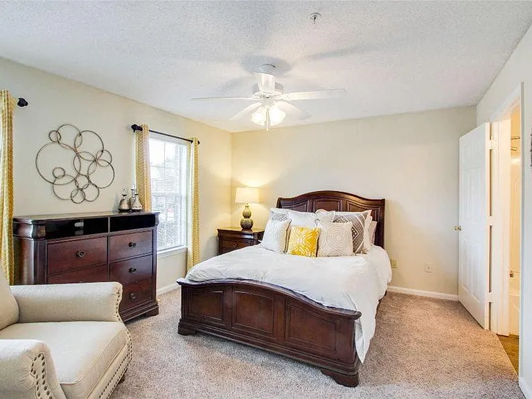 Bedroom with large windows