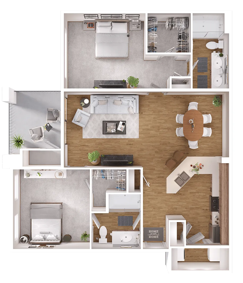 Floor plan 2 Bed 2 Bath B2