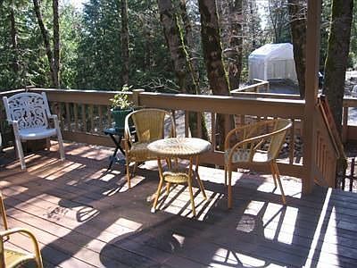 Decking overlooks property and trees