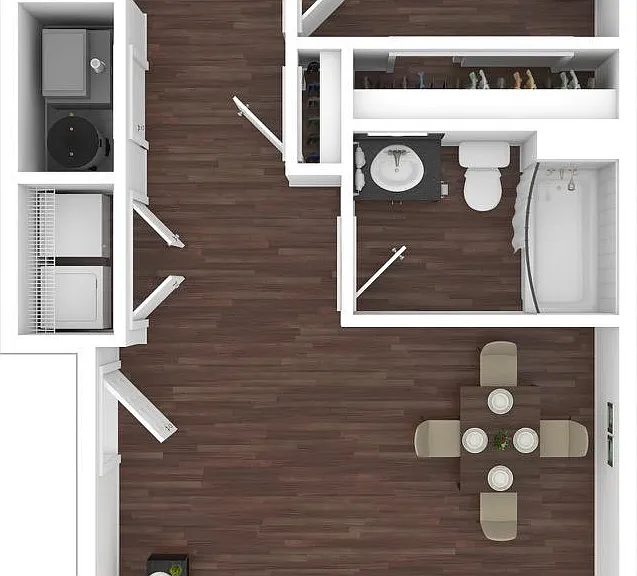 Floor Layout of 1 Bedroom 1 Bath (Style #B)