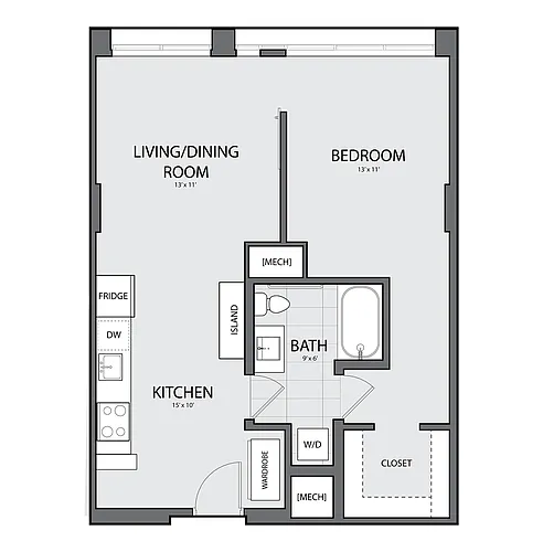 Floor plan 1 Bed/1 Bath-C-1C