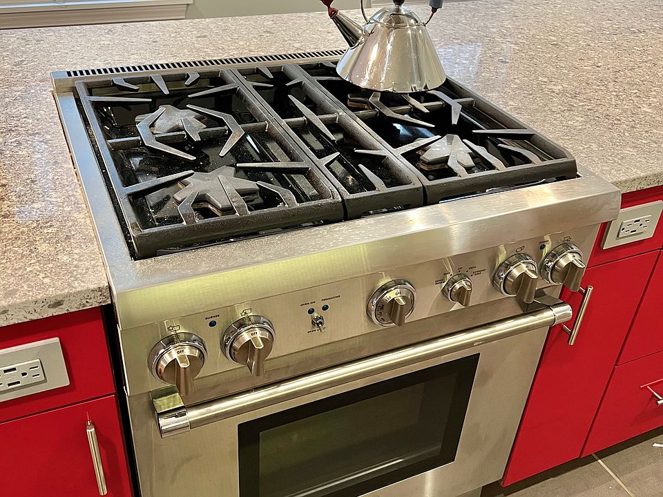 Gas range, rehabbed open Chef's kitchen