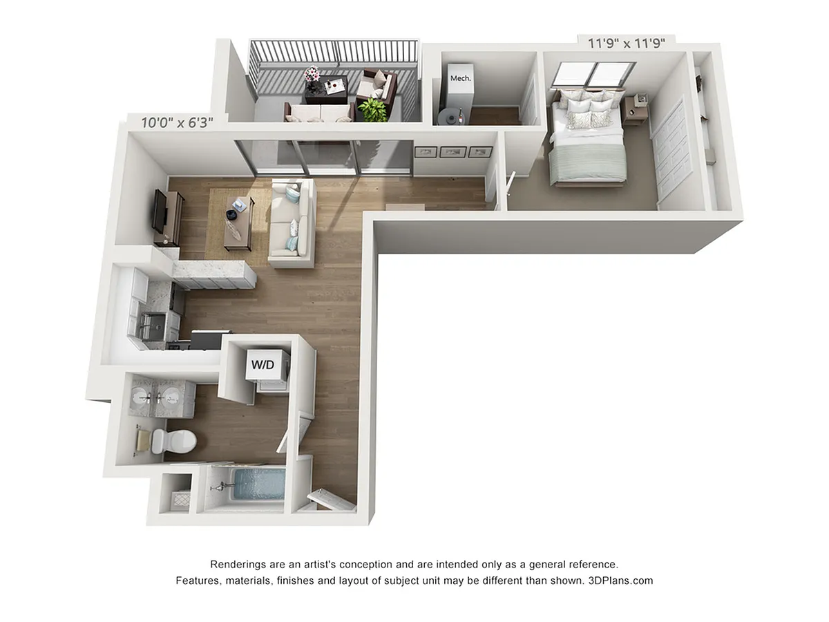Floor plan 1-Bedroom 1-Bathroom Penthouse