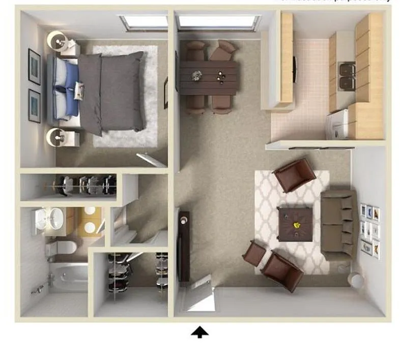 Floor plan 1 Bedroom 1 Bath