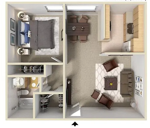 Floor plan 1 Bedroom 1 Bath