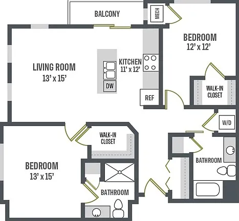 Floor Plan D2 | Elan | Apartments in Fitchburg, WI Floor Plan D2 | Elan | Apartments in Fitchburg, WI