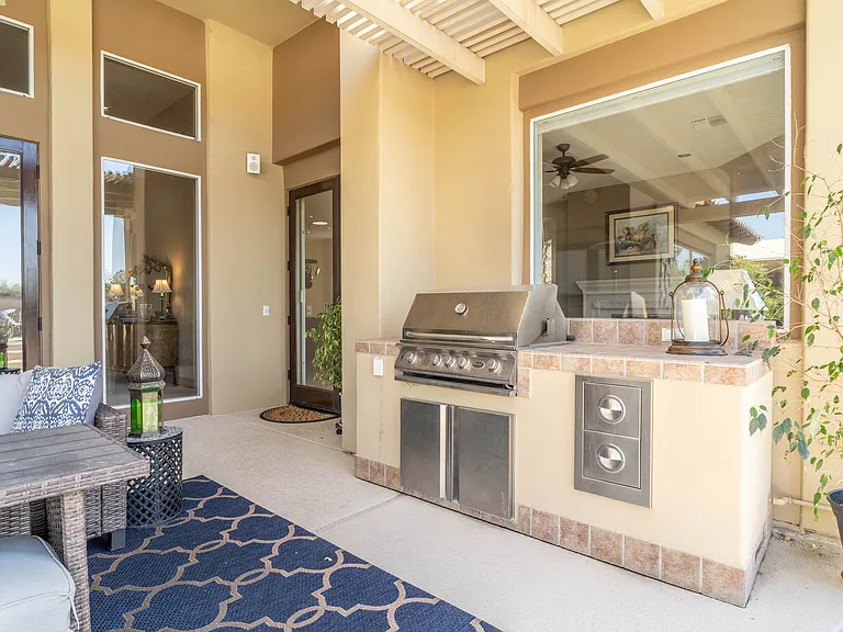 Built-in gas BBQ is always ready for grilling.
